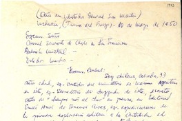 [Carta] 1950 mayo. 10, Ushuaia, Tierra del Fuego, [Argentina] [a] Gabriela Mistral, Estados Unidos