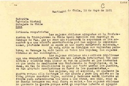 [Carta] 1951 mayo 12, Santiago, Chile [a] Gabriela Mistral, Embajada de Chile, Roma, [Italia]