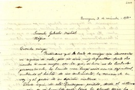 [Carta] 1950 nov. 3, Rancagua [a] Gabriela Mistral, Méjico