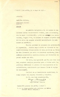 [Carta] 1951 mayo 31, Los Andes, Chile [a] Gabriela Mistral, Rapallo, Italia
