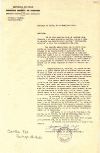 [Carta] 1951 abr. 10, Santiago, Chile [a] Gabriela Mistral