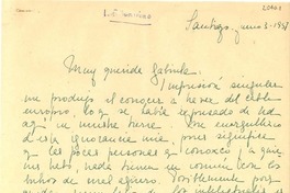 [Carta] 1951 jun. 3, Santiago, Chile [a] Gabriela [Mistral]