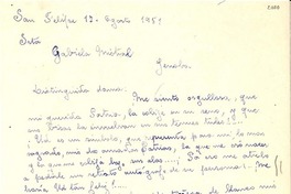 [Carta] 1951 ago. 17, San Felipe, [Chile] [a] Gabriela Mistral, Genova