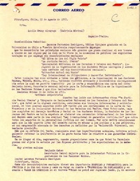 [Carta] 1951 ago. 22, Pitrufquen, Chile [a] Lucila Godoy Alcayaga, Rapallo, Italia