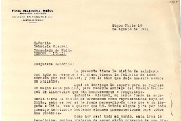 [Carta] 1951 ago. 18, Santiago, Chile [a] Gabriela Mistral, Genova, Italia