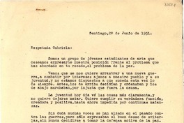 [Carta] 1951 jun. 20, Santiago, [Chile] [a] Gabriela Mistral