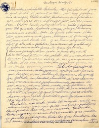 [Carta] 1951 ago. 30, Santiago [a] Gabriela Mistral