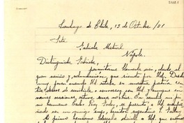 [Carta] 1951 oct. 13, Santiago, Chile [a] Gabriela Mistral, Nápole [i.e. Nápoles], [Italia]
