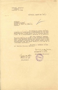 [Carta] 1951 ago, Santiago [a] Gabriela Mistral, Nápoles, Italia