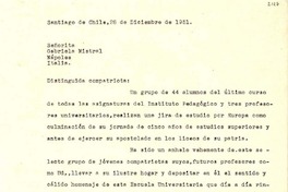 [Carta] 1951 dic. 12, Santiago de Chile [a] Gabriela Mistral, Nápoles