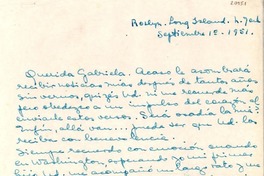 [Carta] 1951 sept. 1, Nueva York [a] Gabriela Mistral