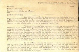 [Carta] 1951 sept. 5, Santiago, Chile [a] Gabriela Mistral, Nápoles