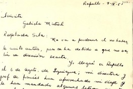 [Carta] 1951 sept. 7, Rapallo, [Italia] [a] Gabriela Mistral