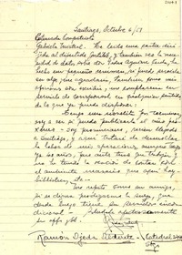 [Carta] 1951 oct. 6, Santiago [a] Gabriela Mistral