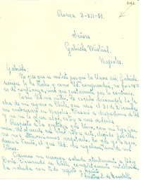 [Carta] 1951 dic. 3, Roma, [Italia] [a] Gabriela Mistral, Nápoles, [Italia]