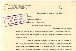 [Carta] 1952 feb. 3, Santiago [a] Gabriela Mistral, Nápoles, Italia