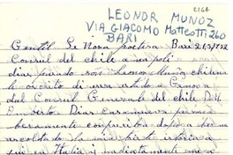 [Carta] 1952 mayo 21, Bari, [Italia] [a] [Gabriela Mistral]