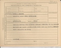 [Telegrama] 1945 nov. 22, [Brasil] [a la] Directora del Liceo de Niñas, Antofagasta, Chile