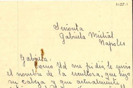 [Carta] 1952 abr. 24, Viña del Mar [a] Gabriela Mistral, Nápoles