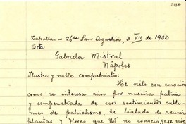 [Carta] 1952 jul. 3, Zapallar, [Chile] [a] Gabriela Mistral, Nápoles