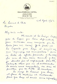 [Carta] 1952 ago. 17, París, [Francia] [a] [Gabriela Mistral], Nápoles, [Italia]