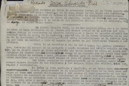 Recado para Eduardo Frei Recado para Eduardo Frei