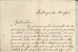[Carta] 1935 nov. 30, Santiago, [Chile] [a] Gabriela Mistral