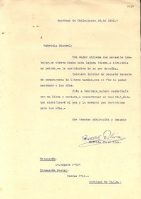 [Carta] 1952 ene. 28, Santiago, [Chile] [a] Gabriela Mistral