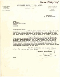 [Carta] 1954 mar. 20, Santiago, Chile [a] S. Falchi, Embajada de Italia