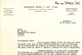 [Carta] 1954 mar. 20, Santiago, Chile [a] S. Falchi, Embajada de Italia