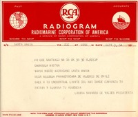 [Telegrama] 1954 sept. 3, Santiago, [Chile] [a] Gabriela Mistral, Vapor Santa María