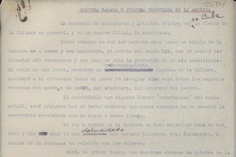 La cultura pagana y la cultura cristiana en América La cultura pagana y la cultura cristiana en América
