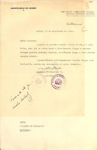 [Carta] 1954 sept. 11, Osorno [a] Ministro de Educación, Santiago