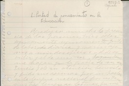 Libertad de pensamiento en la educación Libertad de pensamiento en la educación