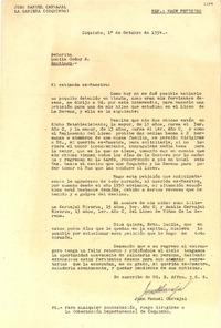 [Carta] 1954 oct. 1, Coquimbo [a] Lucila Godoy, Santiago