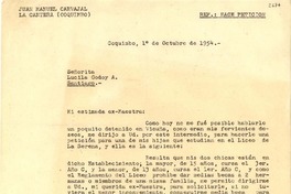 [Carta] 1954 oct. 1, Coquimbo [a] Lucila Godoy, Santiago