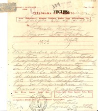 [Telegrama] 1954 oct. 7, Valparaíso [a] Gabriela Mistral