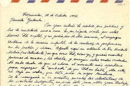 [Carta] 1954 oct. 18, Valparaíso [a] Gabriela Mistral