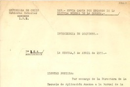 [Carta] 1955 abr. 5, La Serena [a] Gabriela Mistral