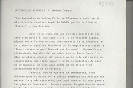 (Recados quincenales : Madame Curie) (Recados quincenales : Madame Curie)