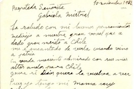 [Carta] 1956 nov. 10, [Chile?] [a] Gabriela Mistral