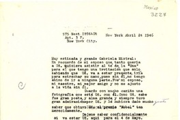 [Carta] 1946 abr. 24, New York [a] Gabriela Mistral