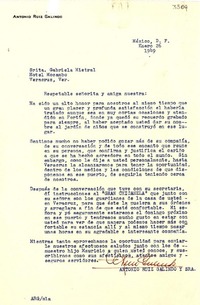 [Carta] 1949 ene. 26, México, D. F. [a] Gabriela Mistral, Hotel Mocambo, Veracruz, Ver., [México]