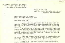 [Carta] 1949 mar. 21, México D.F [a] Consuelo Saleva, Veracruz