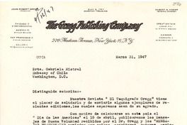 [Carta] 1947 mar. 31, New York [a] Gabriela Mistral, Washington D.C