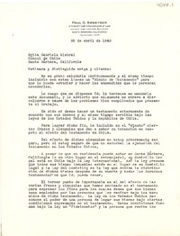 [Carta] 1948 abr. 22, Santa Barbara, California, [EE.UU.] [a la] Srta. Gabriela Mistral, Cónsul de Chile, Santa Bárbara, California, [EE.UU.]