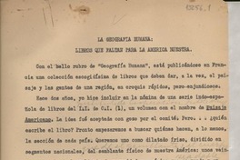 La geografía humana : libros que faltan para la América nuestra La geografía humana : libros que faltan para la América nuestra