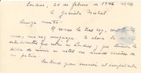 [Carta] 1946 feb. 20, Londres [a] Gabriela Mistral