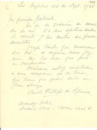 [Carta] 1946 sept. 28, Los Ángeles [a] Gabriela Mistral