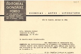 [Carta] 1944 mayo 24, Río de Janeiro [a] Gabriela Mistral, Petrópolis